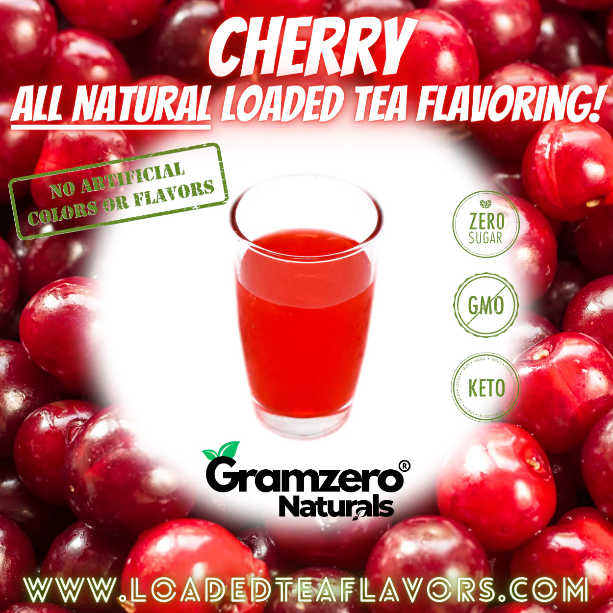 CHERRY All-NATURAL Sugar Free Beverage Mix 🍒 Aspartame Free Drink Mixes With Natural Flavors and Colors to Flavor Loaded Teas 🥤 - Image 3