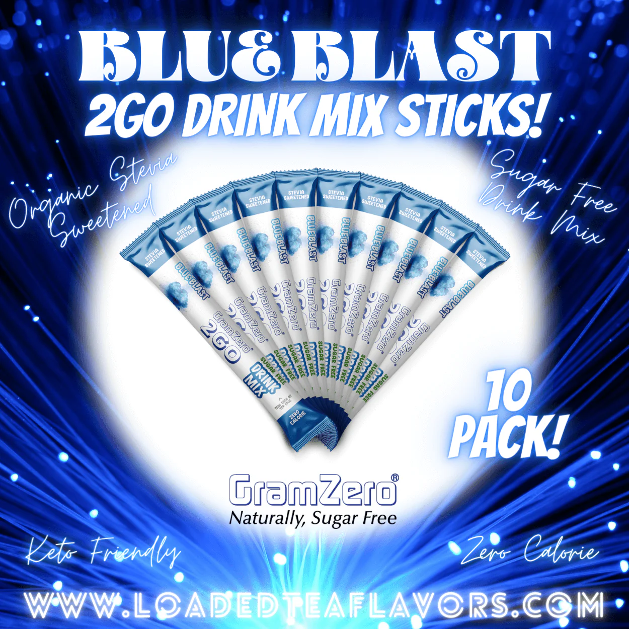 BLUE BLAST Stevia Water Flavor Packets 🚀 Sugar Free Flavoring Packets For Water & Loaded Tea Kits 🥤 - Image 3