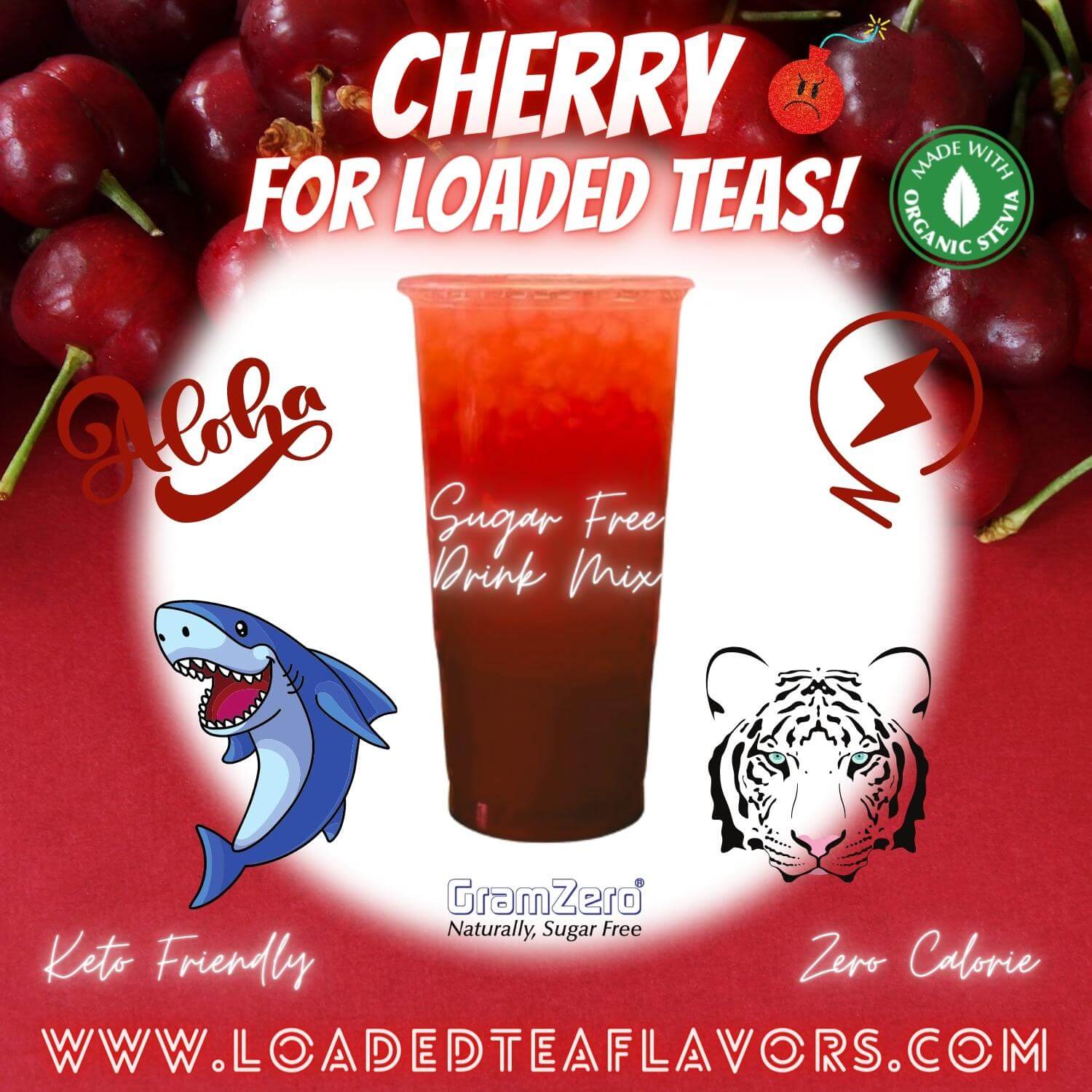 CHERRY Sugar Free Beverage Mix 🍒 Aspartame Free Drink Mixes To Flavor Loaded Teas 🥤 Water Flavoring Powder 💧 - Image 3