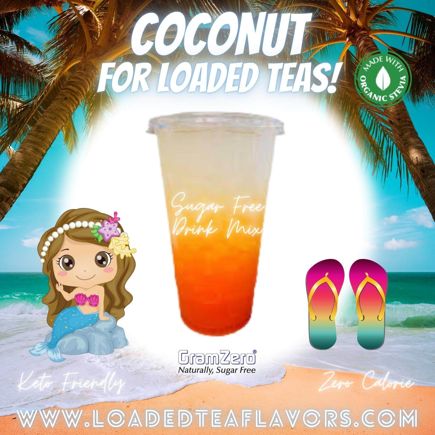 COCONUT Sugar Free Beverage Mix 🌴 Aspartame Free Drink Mixes To Flavor Loaded Teas 🥤 Water Flavoring Powder 💧 - Image 3