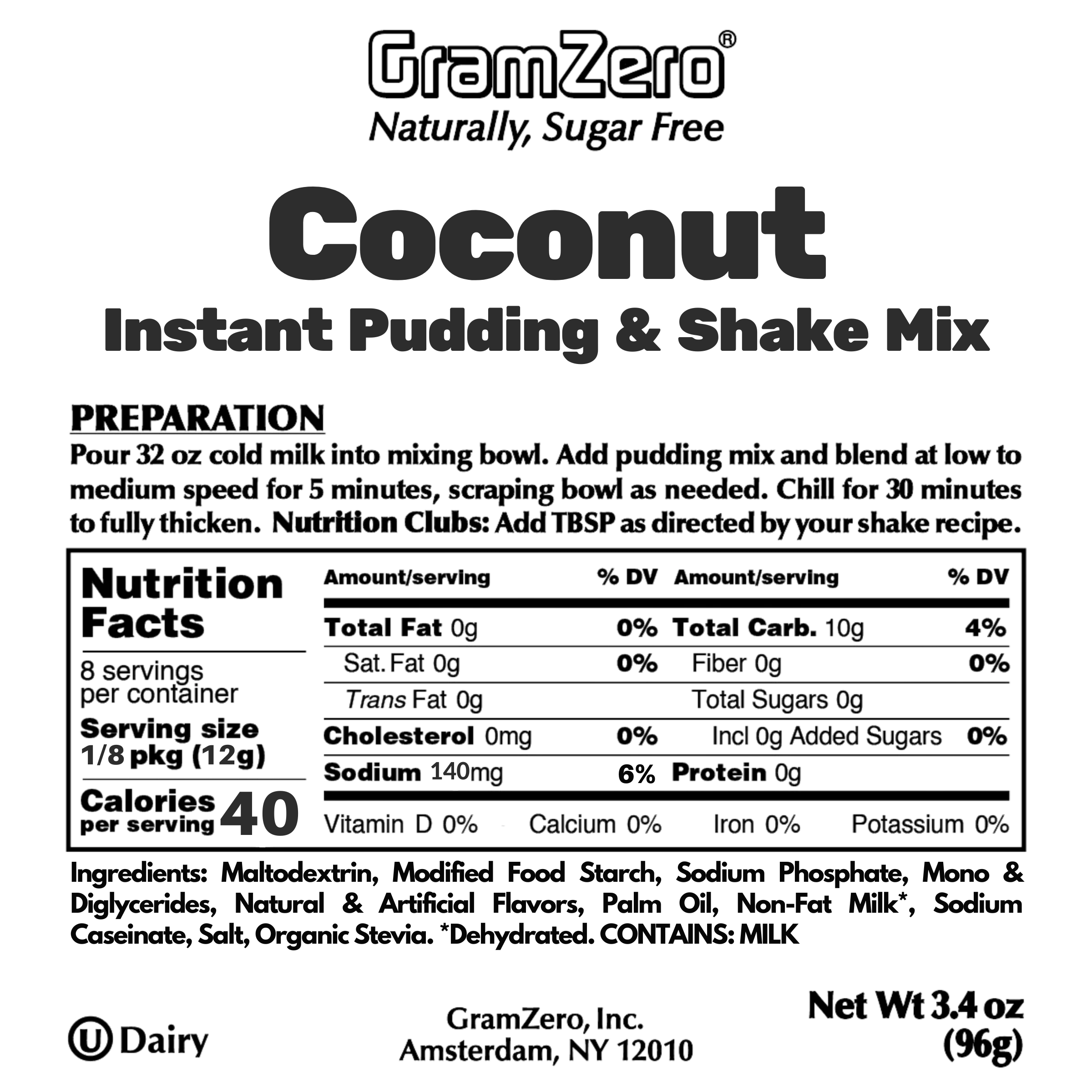 COCONUT Sugar Free Pudding Mix Without Aspartame 🥥 Protein Shake Flavoring - Image 3