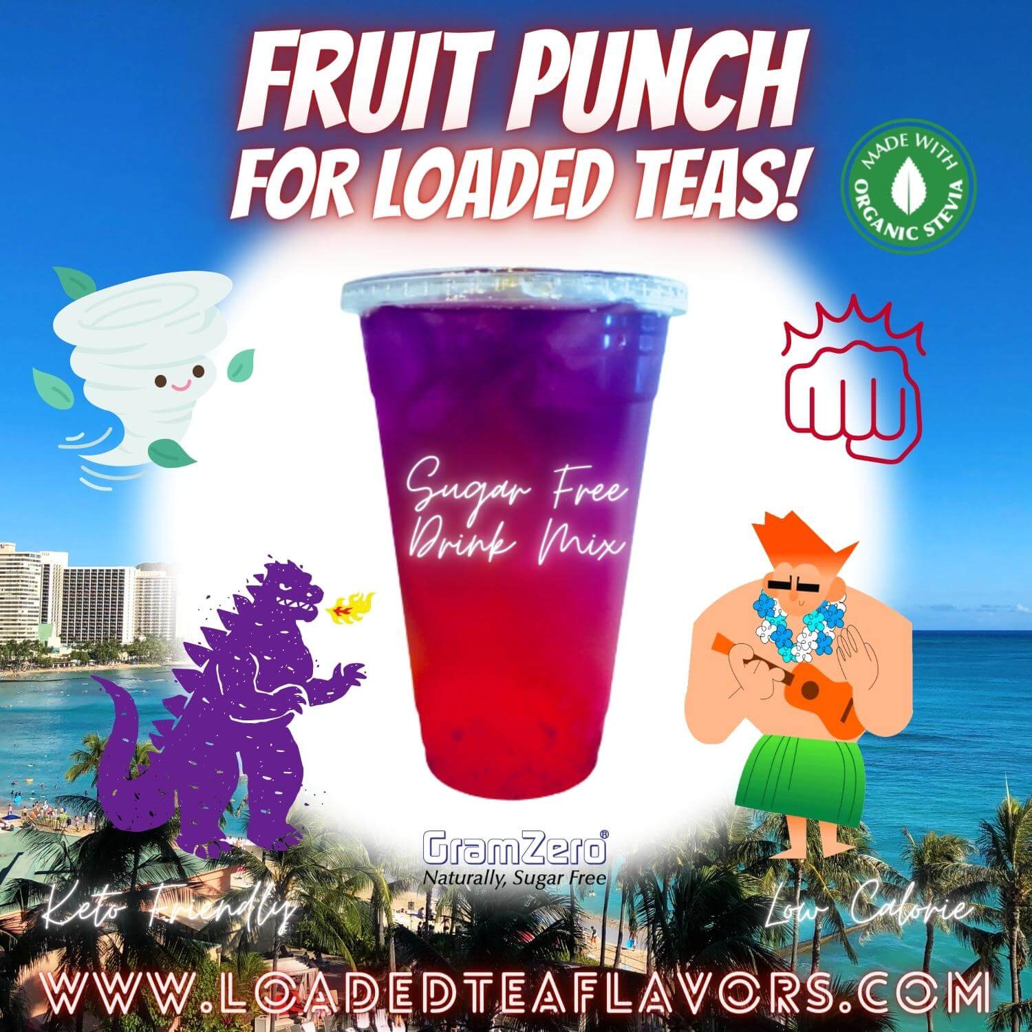 FRUIT PUNCH Sugar Free Beverage Mix 👊 Aspartame Free Drink Mixes To Flavor Loaded Teas 🥤 Water Flavoring Powder 💧 - Image 3