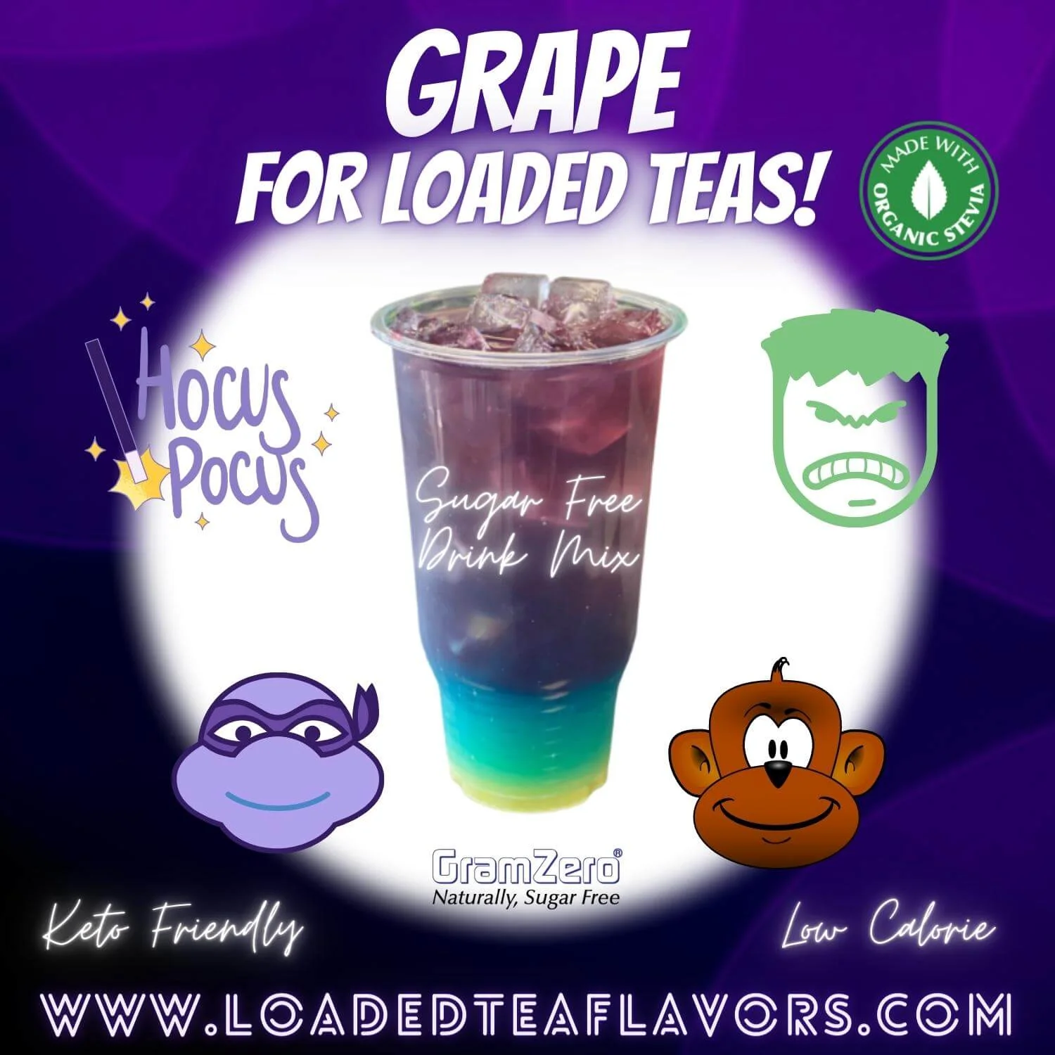 GRAPE Sugar Free Beverage Mix 🍇 Aspartame Free Drink Mixes To Flavor Loaded Teas 🥤 Water Flavoring Powder 💧 - Image 3