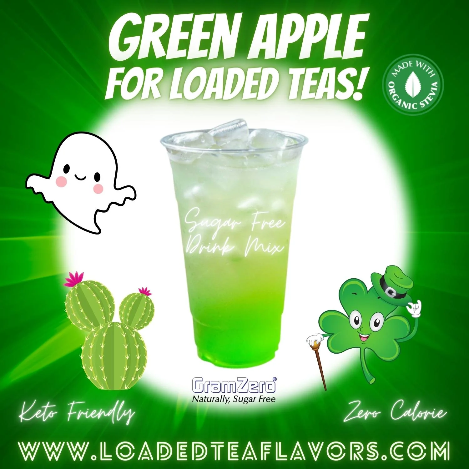 GREEN APPLE Sugar Free Beverage Mix 🍏 Aspartame Free Drink Mixes To Flavor Loaded Teas 🥤 Water Flavoring Powder 💧 - Image 3
