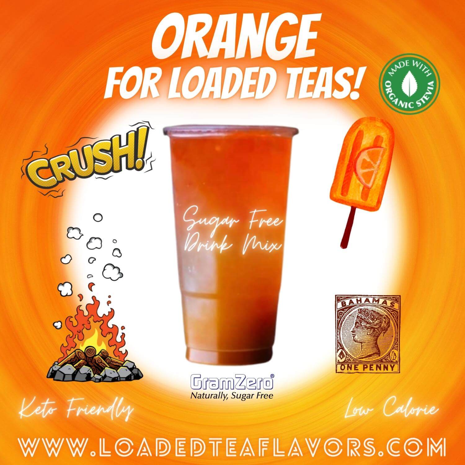 ORANGE Sugar Free Beverage Mix 🍊 Aspartame Free Drink Mixes To Flavor Loaded Teas 🥤 Water Flavoring Powder 💧 - Image 3
