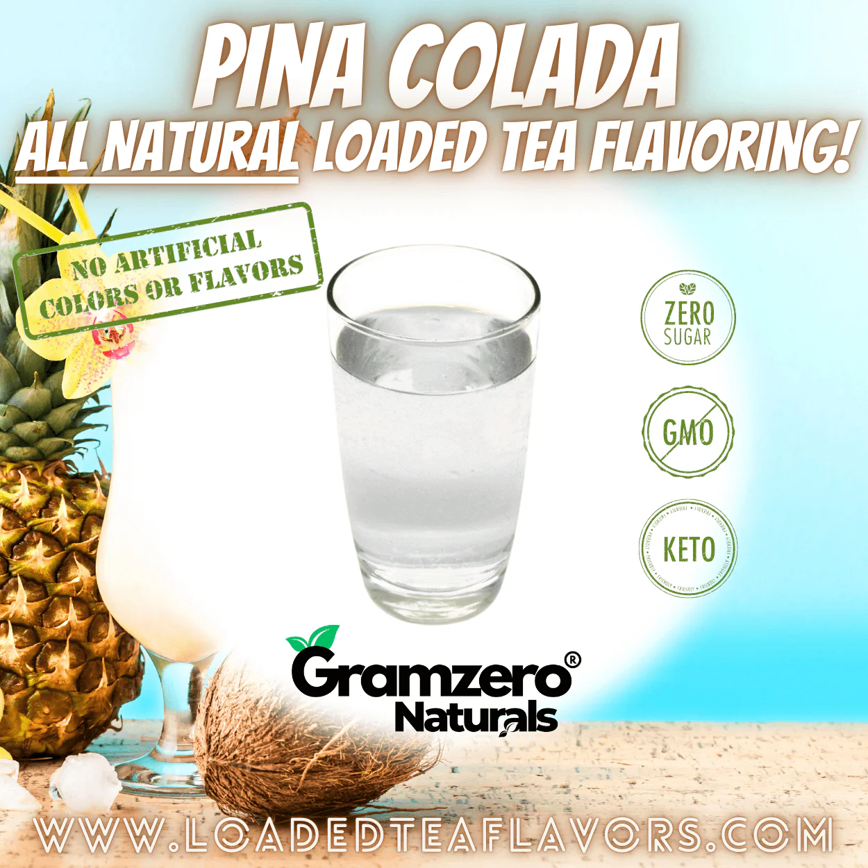 PINA COLADA All-NATURAL Sugar Free Beverage Mix 🧉 Aspartame Free Drink Mixes With Natural Flavors and Colors to Flavor Loaded Teas 🥤 - Image 3
