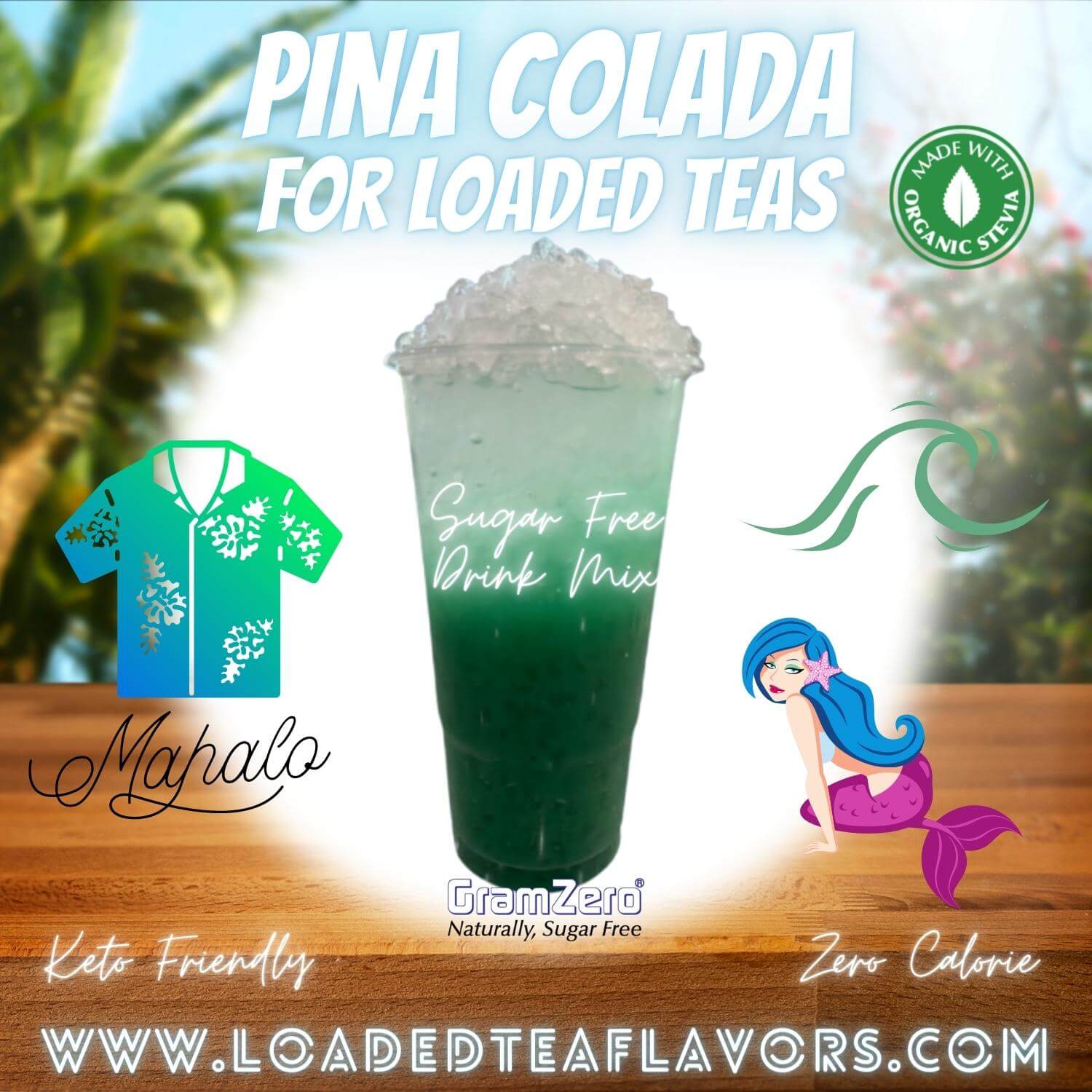PINA COLADA Sugar Free Beverage Mix 🌴 Aspartame Free Drink Mixes To Flavor Loaded Teas 🥤 Water Flavoring Powder 💧 - Image 3