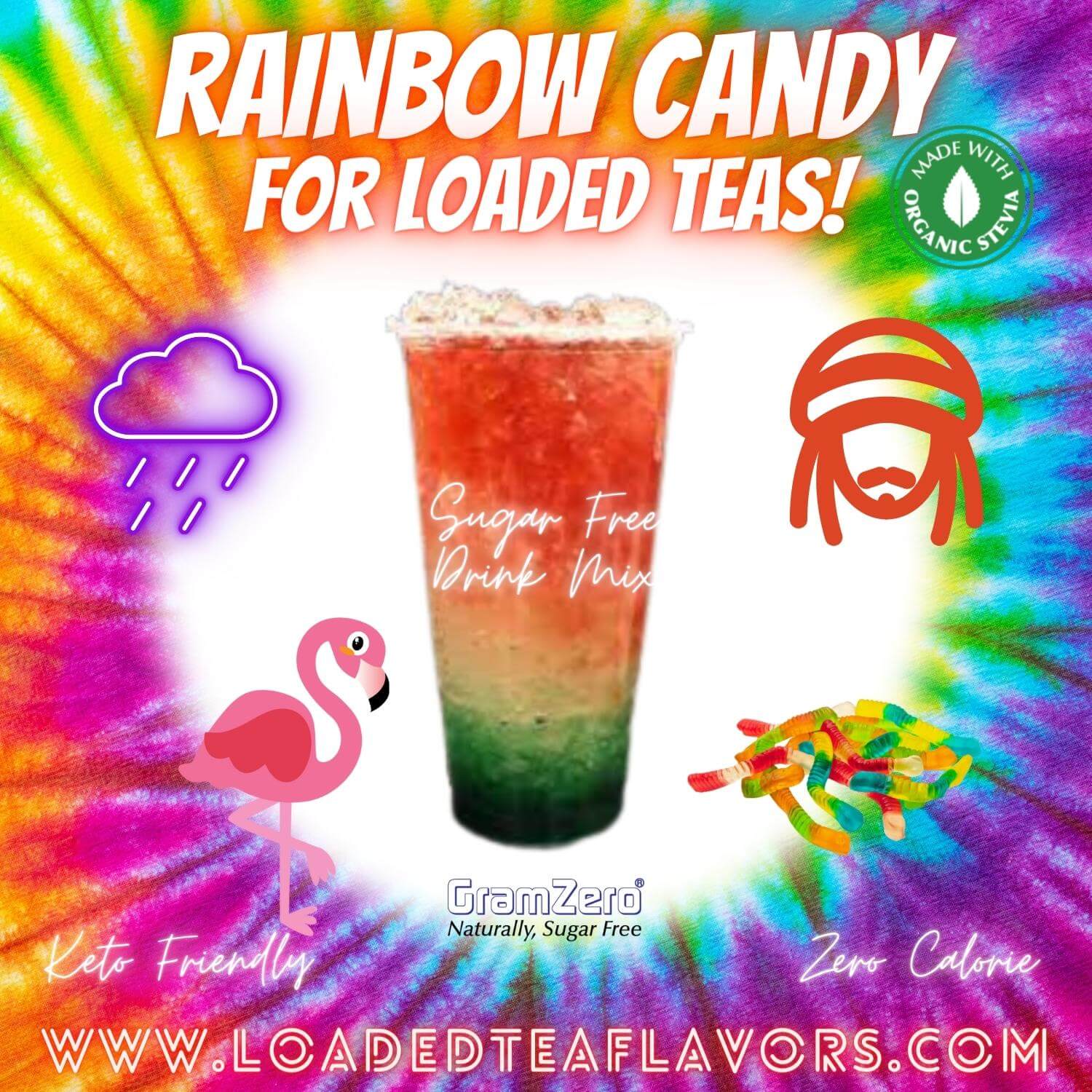 RAINBOW CANDY Sugar Free Beverage Mix 🌈 Aspartame Free Drink Mixes To Flavor Loaded Teas 🥤 Water Flavoring Powder 💧 - Image 3