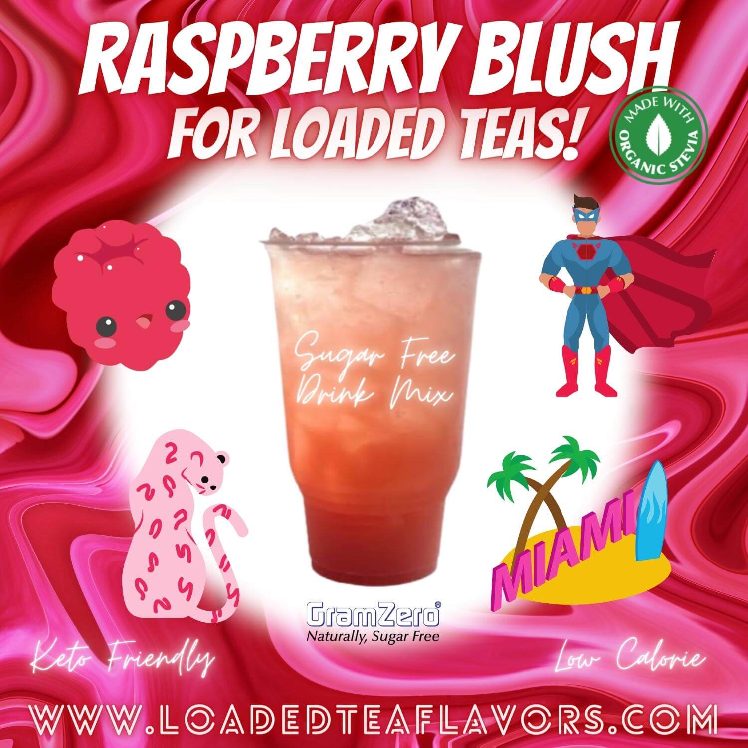 RASPBERRY BLUSH Sugar Free Beverage Mix 😊 Aspartame Free Drink Mixes To Flavor Loaded Teas 🥤 Water Flavoring Powder 💧 - Image 3
