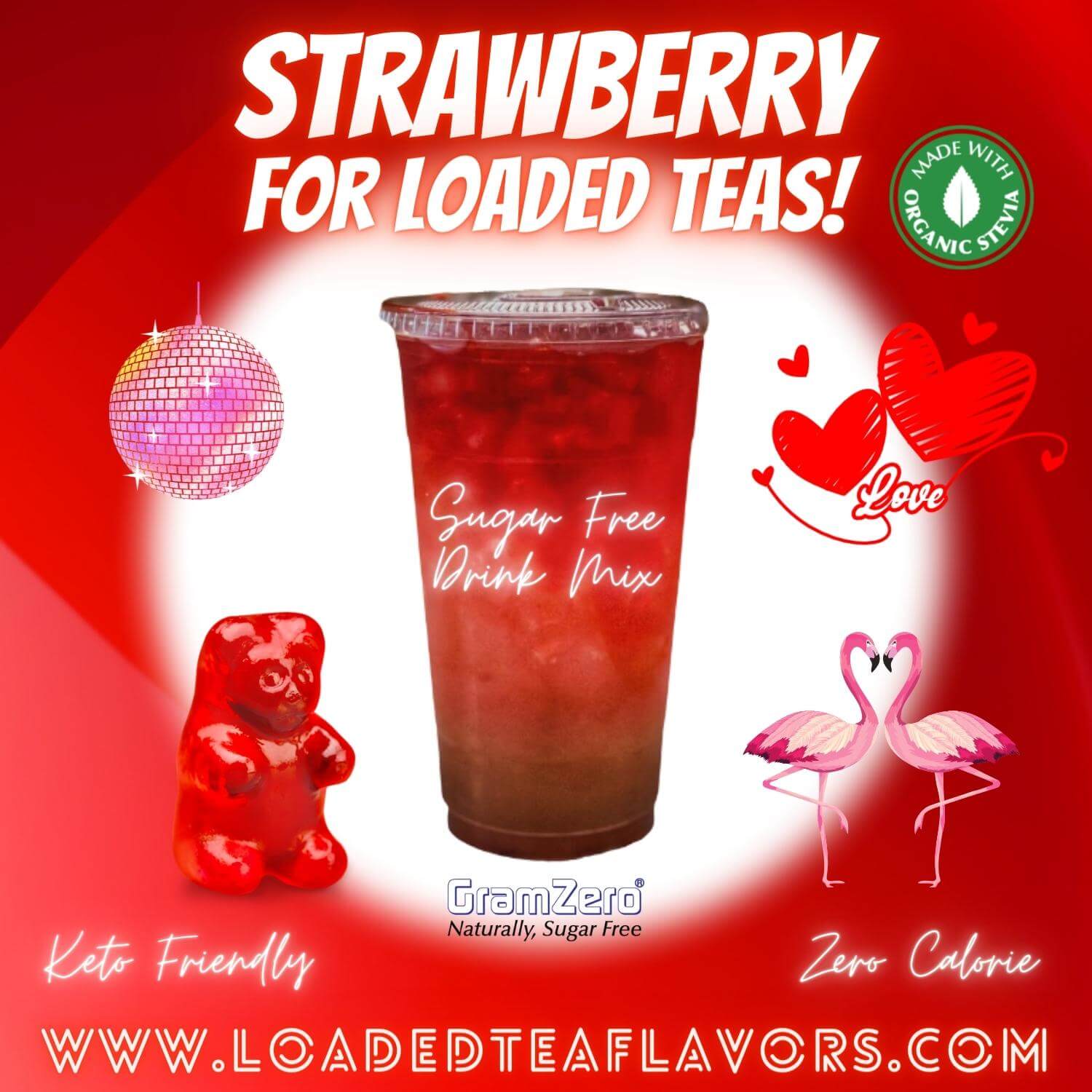 STRAWBERRY Sugar Free Beverage Mix 🍓 Aspartame Free Drink Mixes To Flavor Loaded Teas 🥤 Water Flavoring Powder 💧 - Image 3